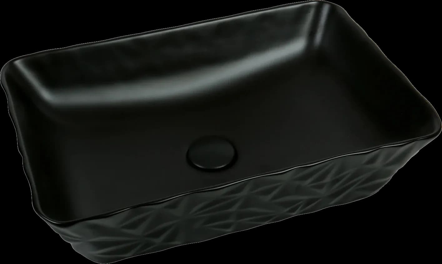 Lavoar ceramic dreptunghiular A821-CBK-M - negru mat texturat