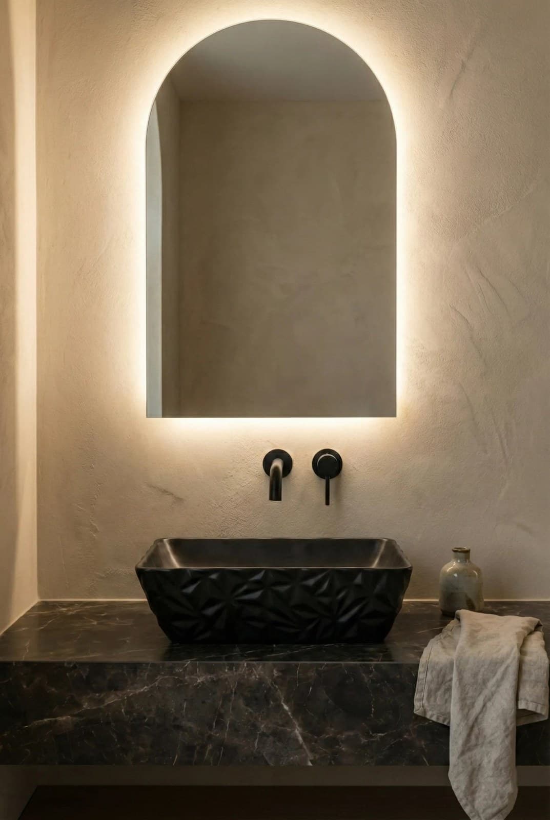 Lavoar ceramic dreptunghiular A821-CBK-M - negru mat texturat - montat