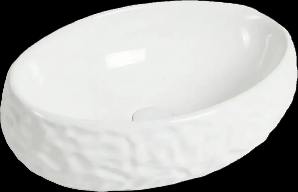 Lavoar ceramic oval A252BT - alb lucios, exterior reliefat