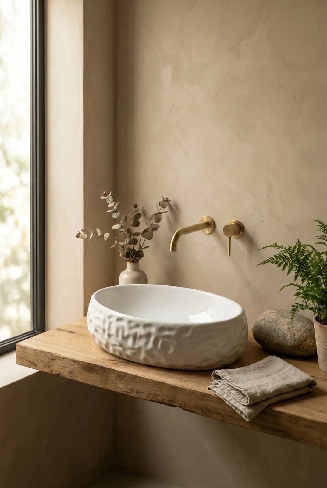 Lavoar ceramic oval A252BT - alb lucios, exterior reliefat - montat