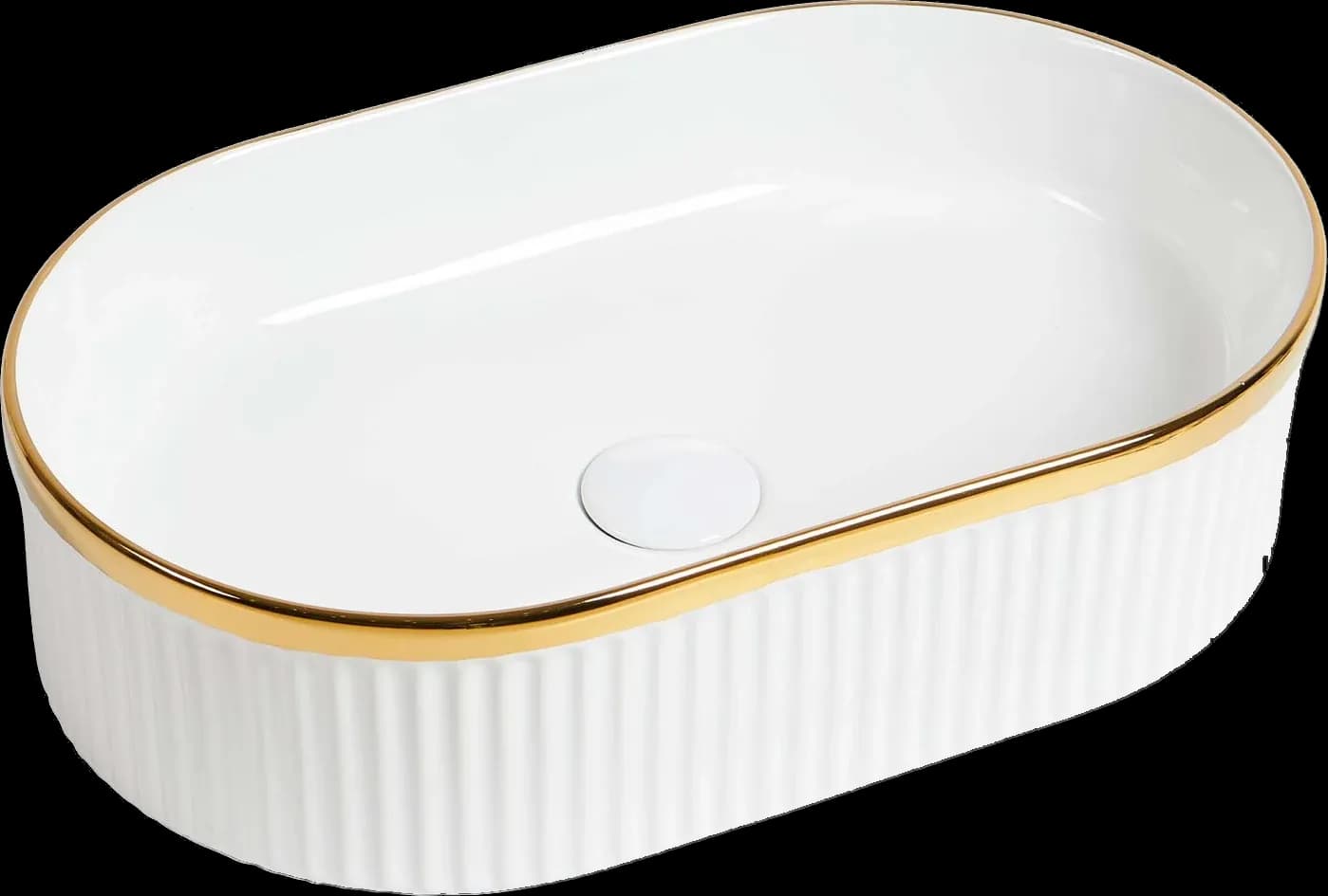 Lavoar ceramic oval A721-GGLG - alb lucios texturat cu linie aurie