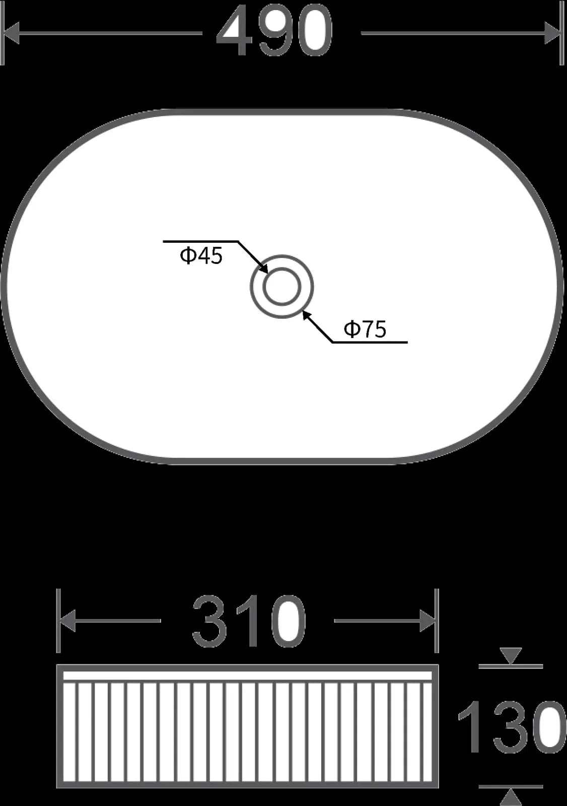 Lavoar ceramic oval A721-GGLG - alb lucios texturat cu linie aurie