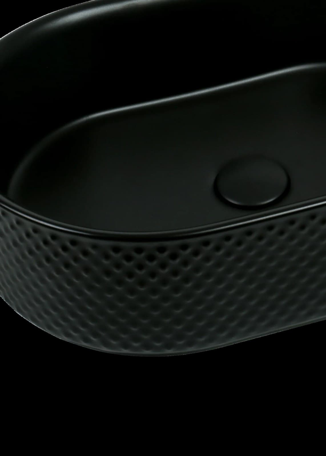 Lavoar ceramic oval A739-CBK-M - negru mat, exterior texturat - montat
