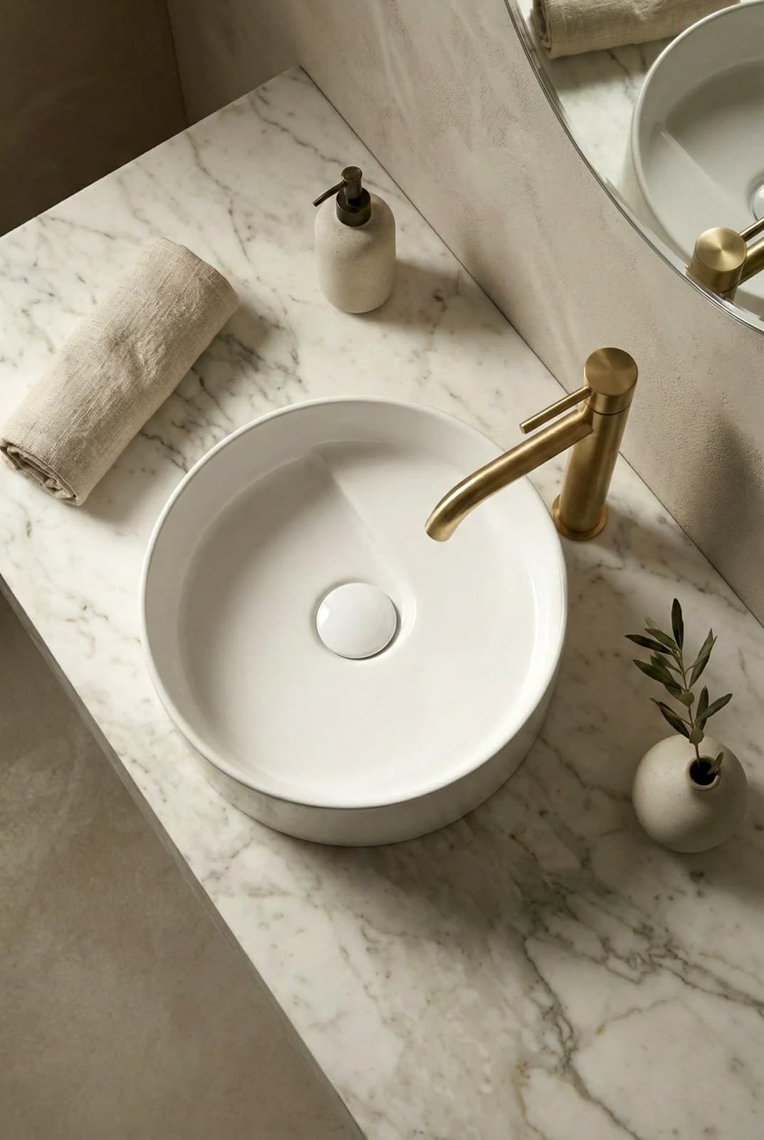Lavoar ceramic rotund A832 - alb lucios - montat