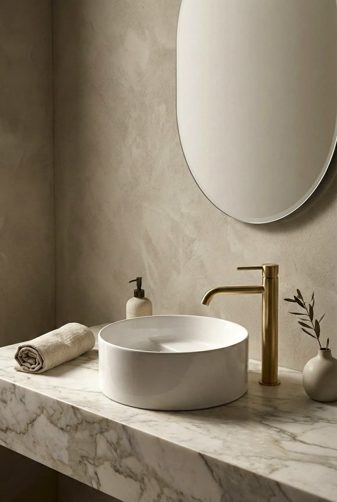 Lavoar ceramic rotund A832 - alb lucios - montat