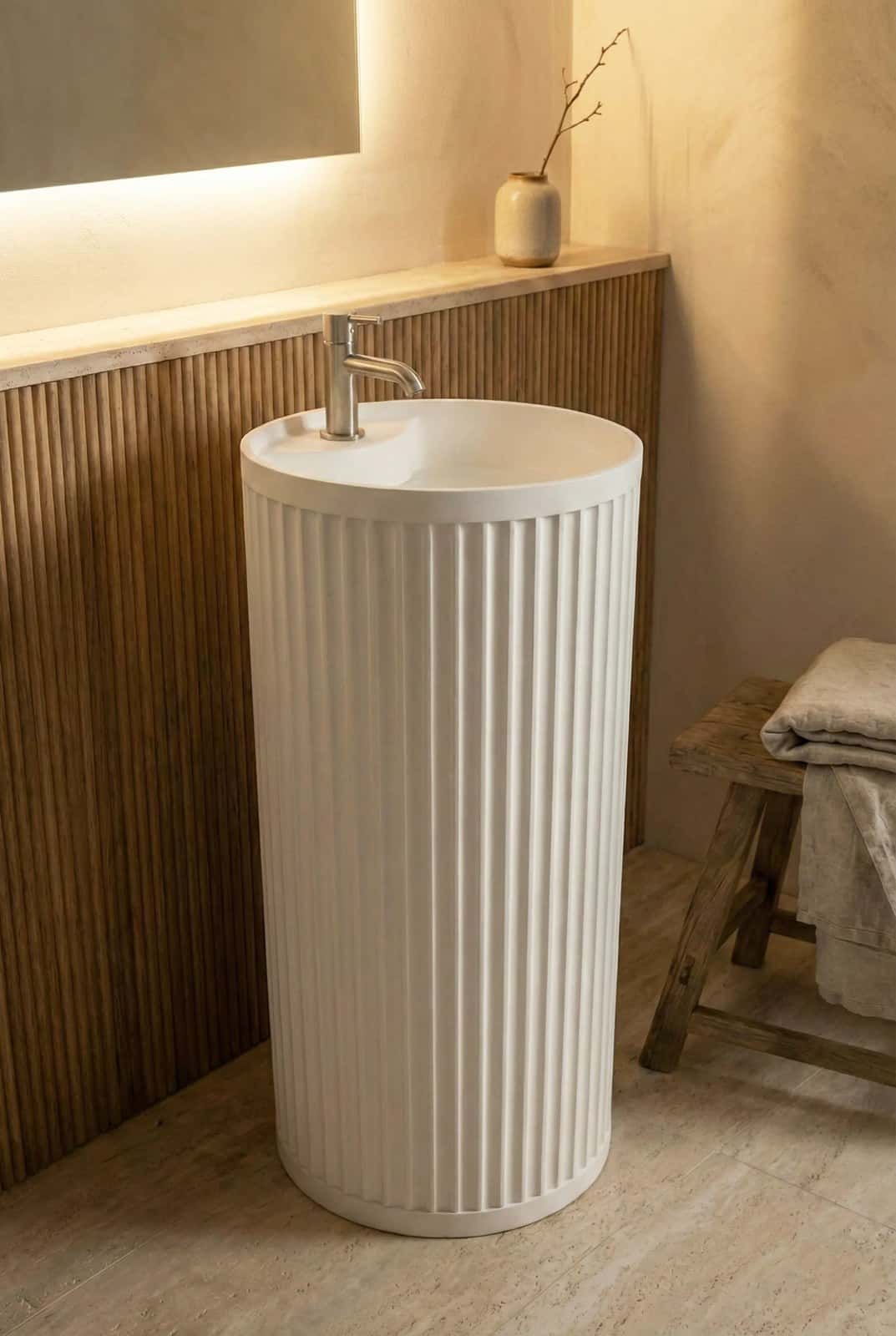 Lavoar freestanding ceramic H25 - alb lucios - montat