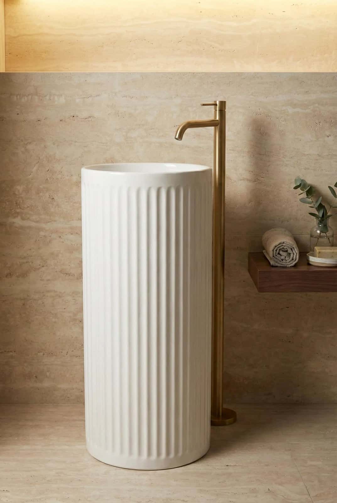 Lavoar freestanding ceramic H25B - alb lucios - montat