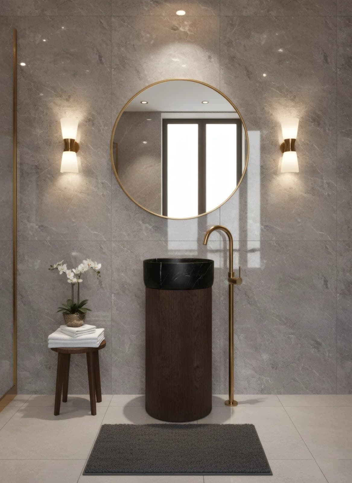 Lavoar Freestanding Premium din Lemn Masiv - montat
