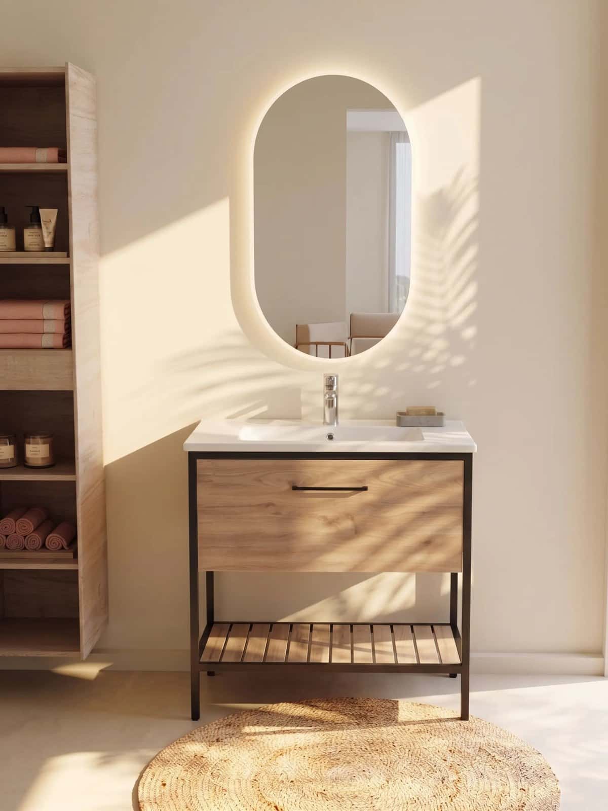 Mobilier baie pe pardoseală Loft Scandi Seville - montat