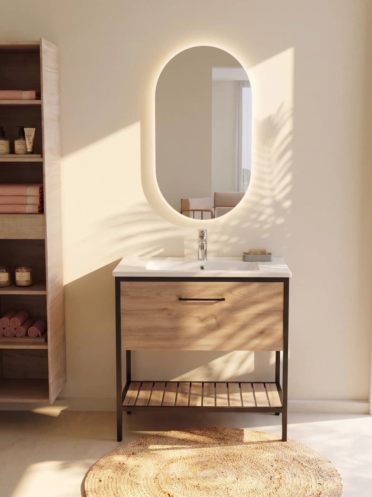 Mobilier baie pe pardoseală Loft Scandi Seville - montat