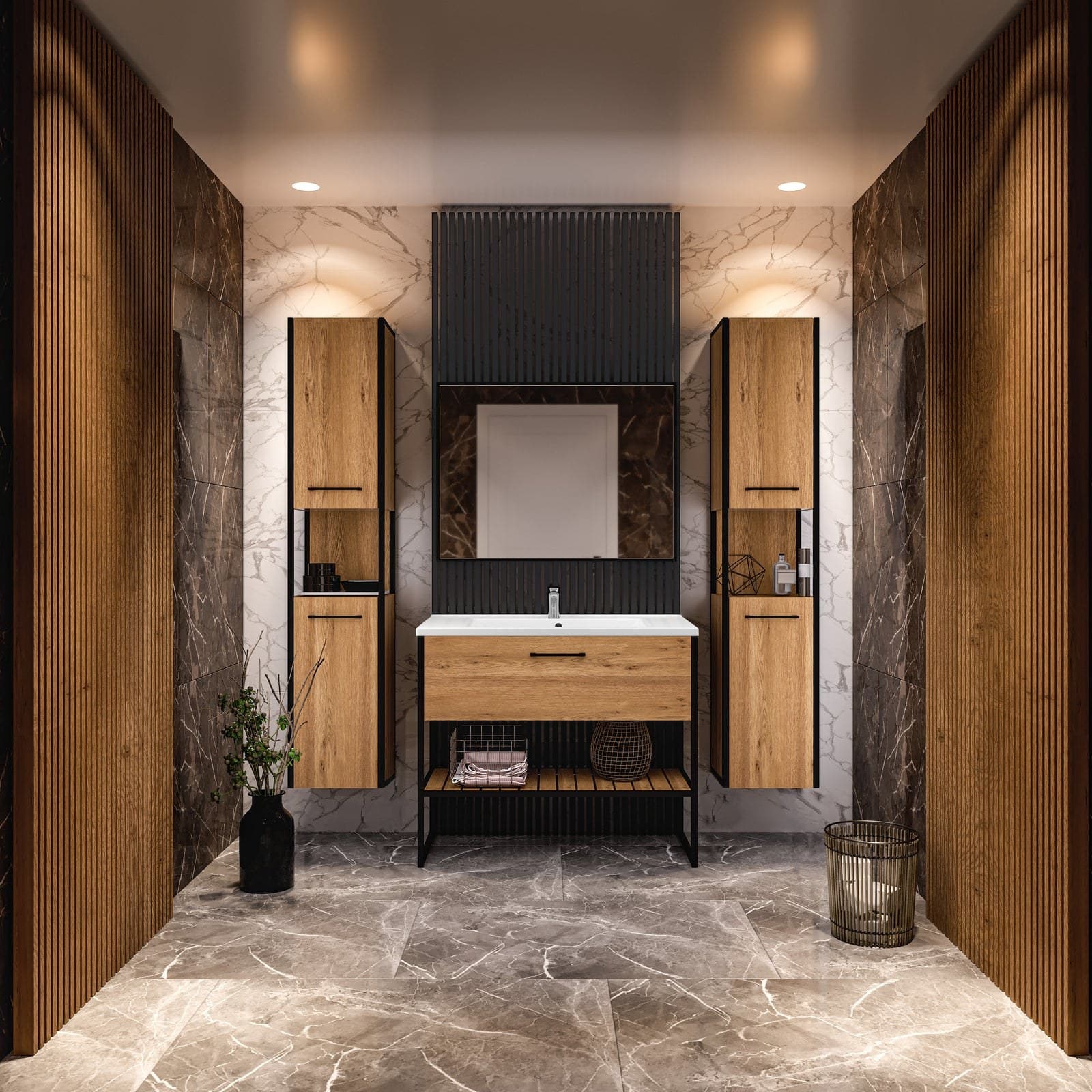 Mobilier baie pe pardoseală Loft Scandi Seville - montat