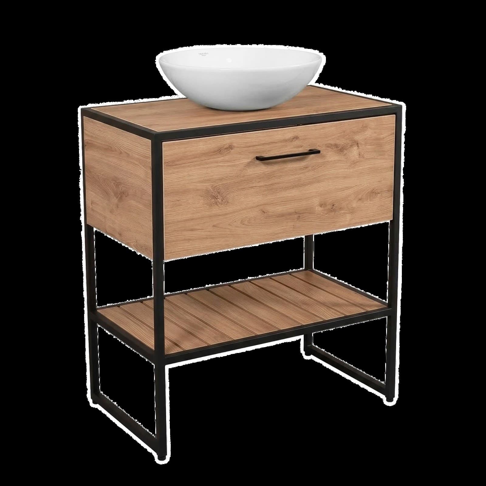 Mobilier de baie pe pardoseală Loft Scandi Seville, cu blat și lavoar Zero - montat