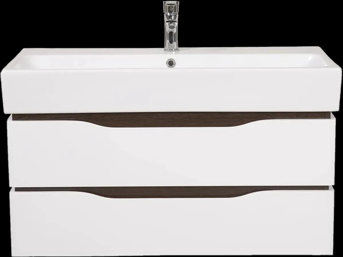 Mobilier de baie suspendat Venice, Alb+Wenge (Pinto)