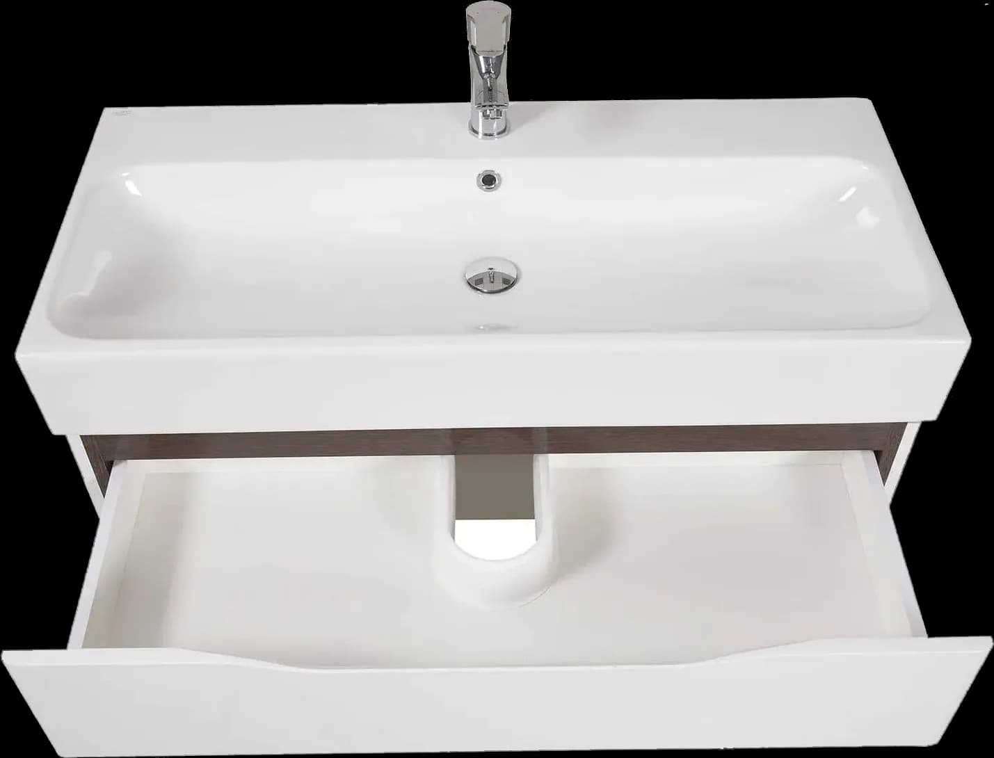 Mobilier de baie suspendat Venice, Alb+Wenge (Pinto)