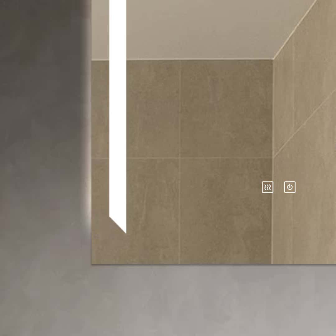 Oglindă baie LED 60×80 cm dreptunghiulară cu lupă cosmetică, 3 nuanțe de lumină, dezaburire și touch control J-1041B - montat