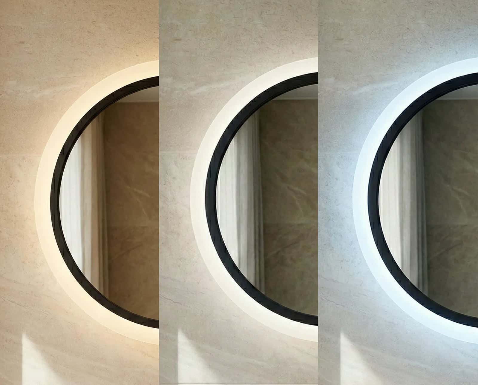 Oglindă baie LED ⌀60 cm rotundă, 3 nuanțe de lumină, senzor infraroșu J-2022 - montat