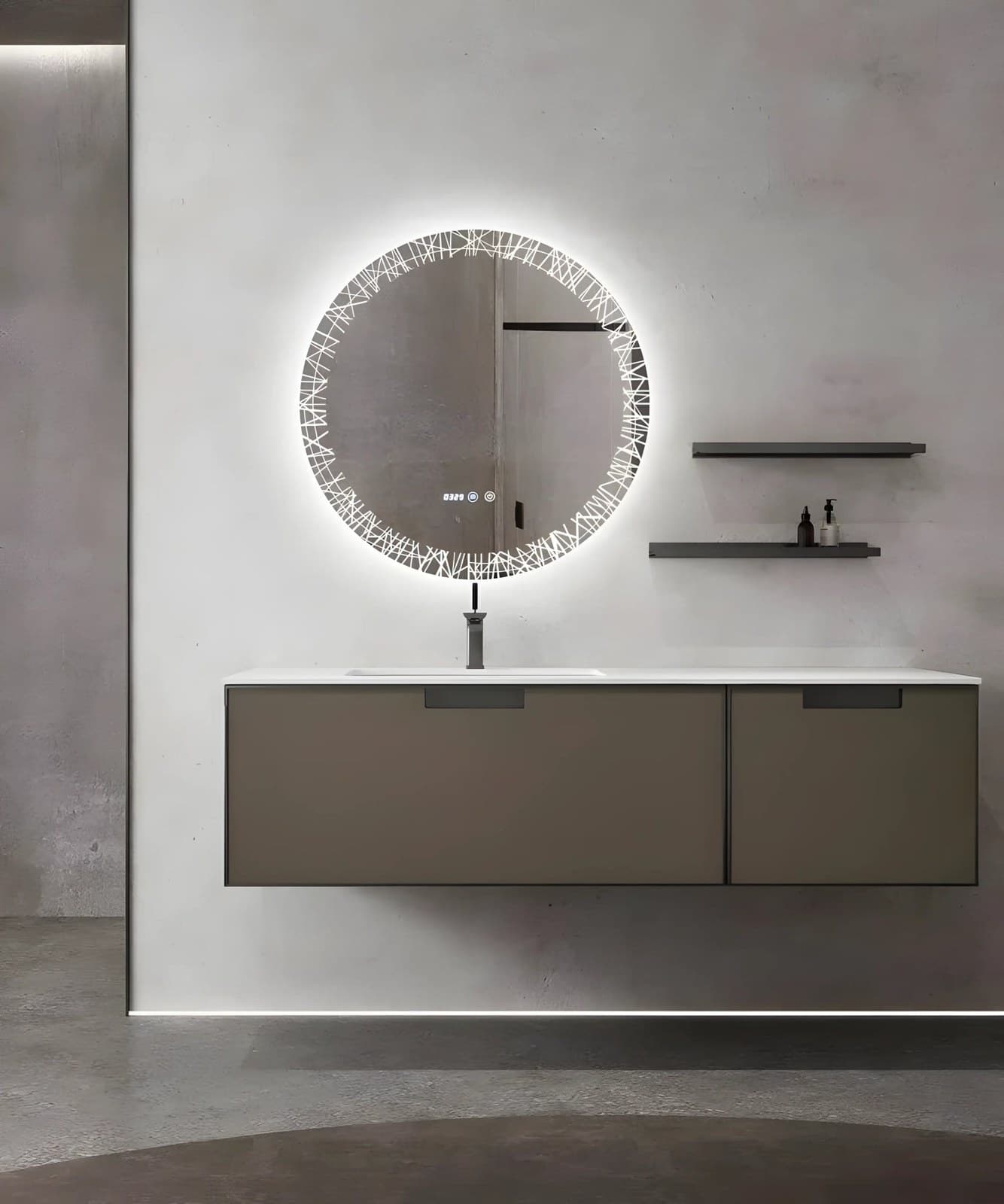 Oglindă Baie LED 70×70 cm cu functie Dezaburire J176