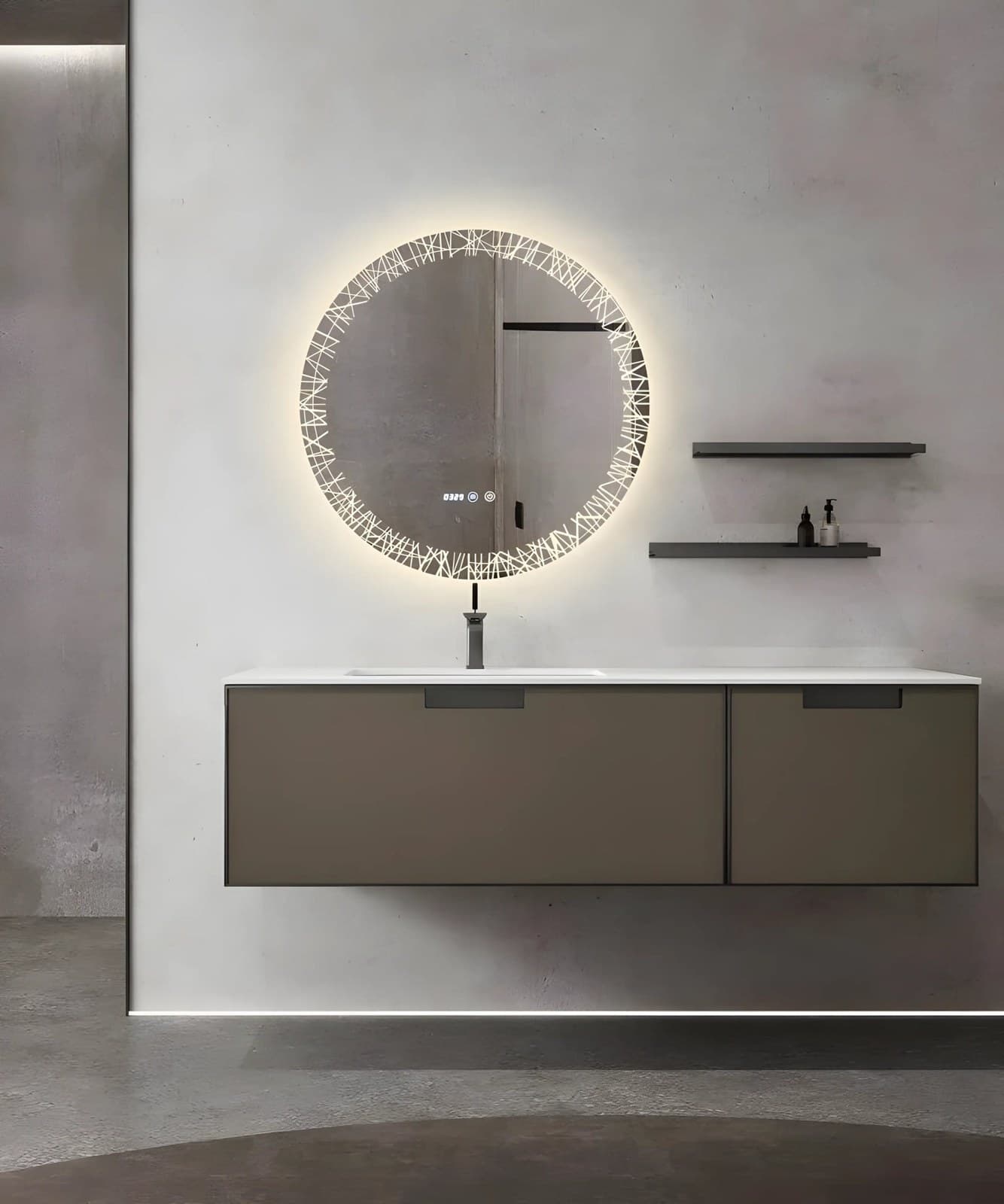 Oglindă Baie LED 70×70 cm cu functie Dezaburire J176 - montat