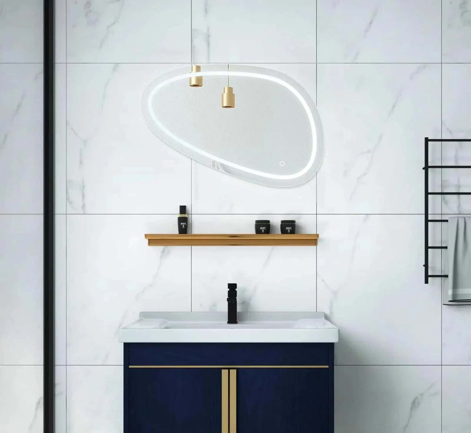 Oglinda Baie LED 80×45cm 3 Functii Touch Dezaburire J118 - montat