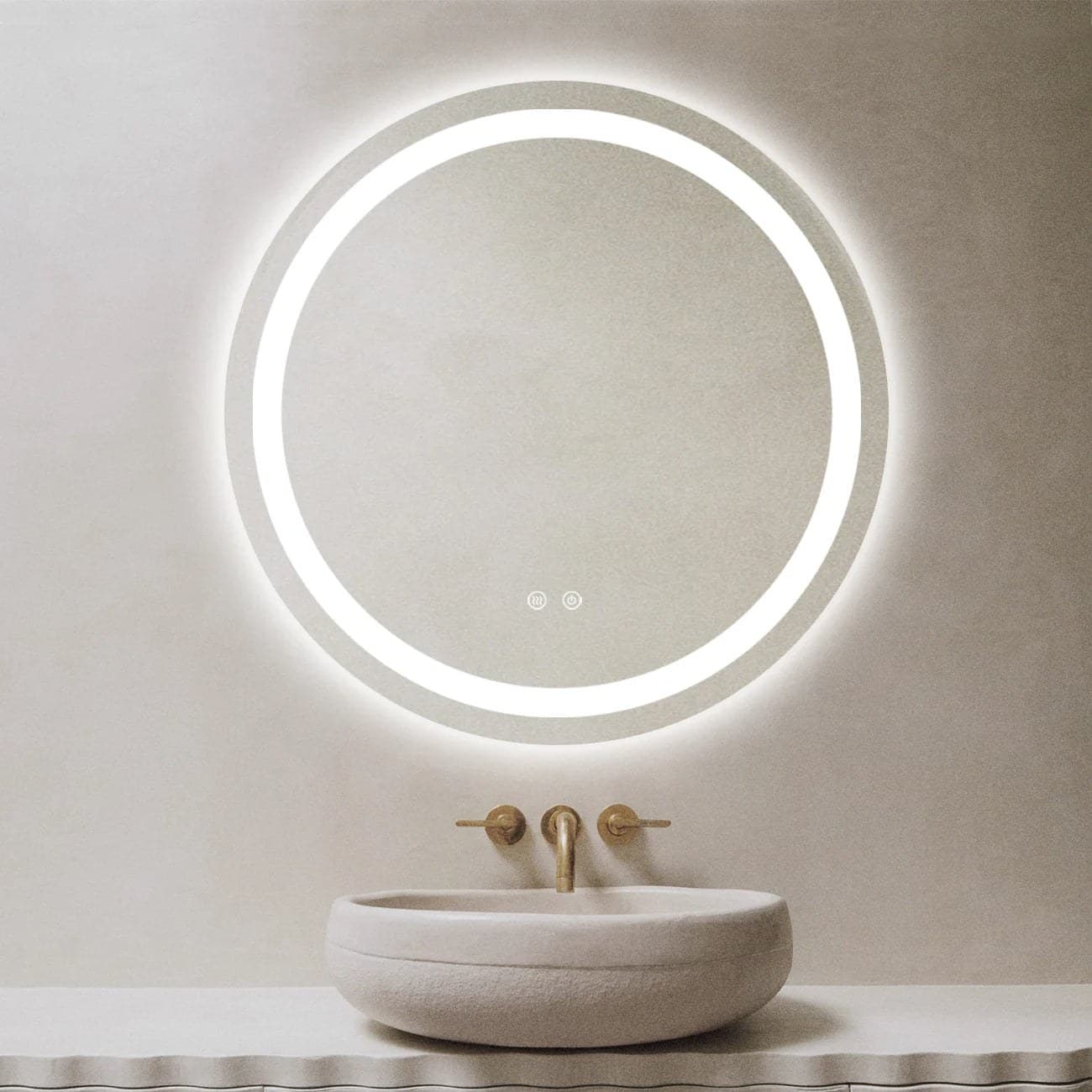 Oglindă Baie LED rotundă 70 cm cu funcție Dezaburire , J105 - montat
