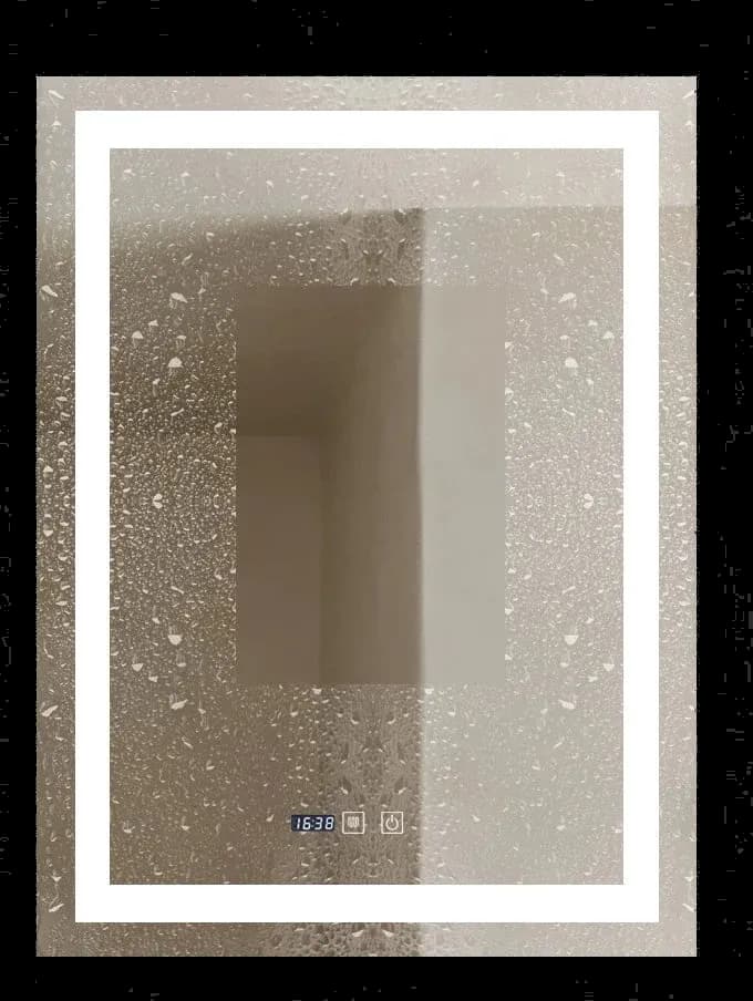 Oglinda LED Dreptunghiulara cu Ceas 90×60cm ,Trei Lumini J109