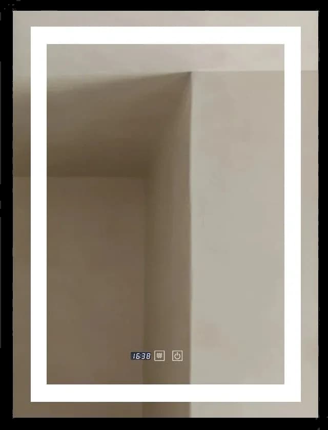 Oglinda LED Dreptunghiulara cu Ceas 90×60cm ,Trei Lumini J109