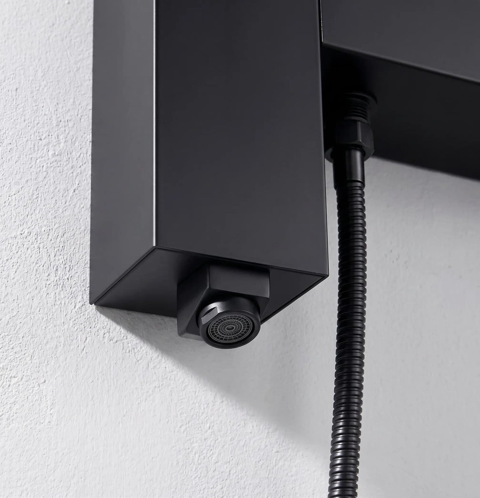 Panel de duș Black Premium cu poliță integrată, hidromasaj și cap de duș reglabil - montat