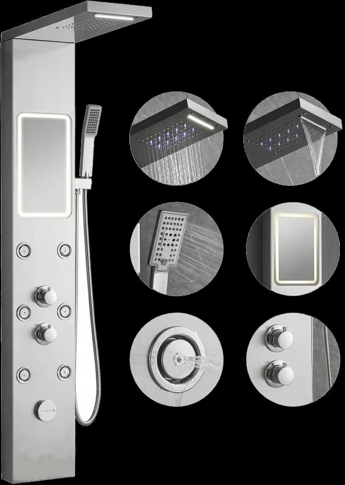 Panel de Duș Shiny Mirror