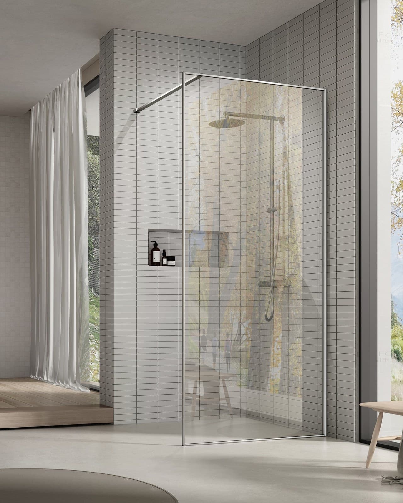 Paravan de duș walk-in fix cu sticlă securizată NANO 8 mm reversibil - montat