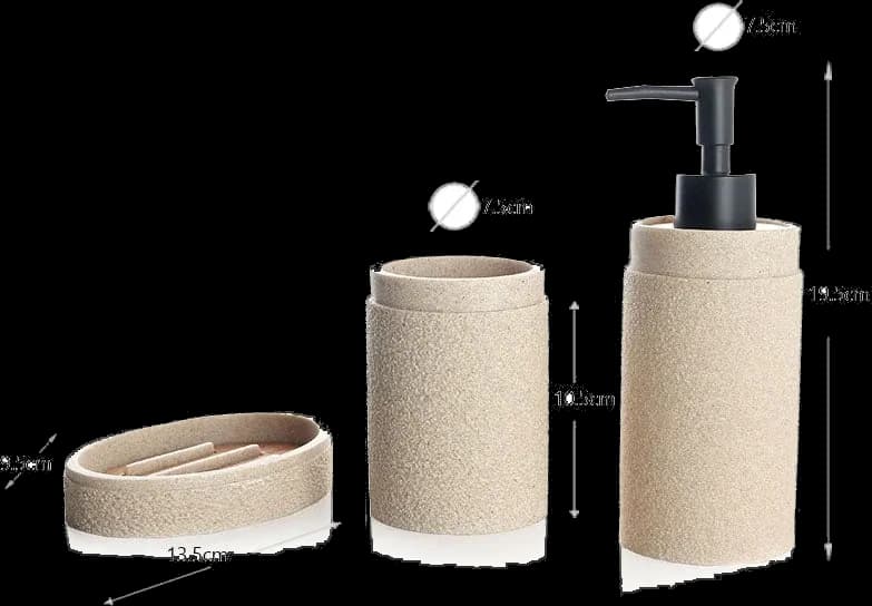 Set 3 piese accesorii de baie bej texturat