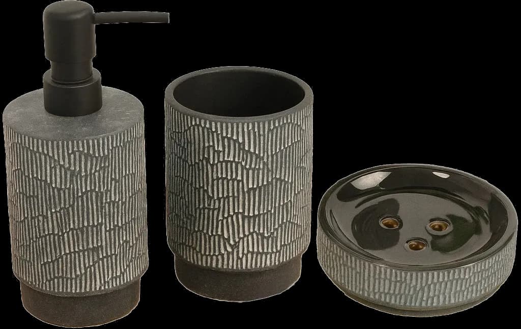 Set 3 piese accesorii de baie ceramica gri