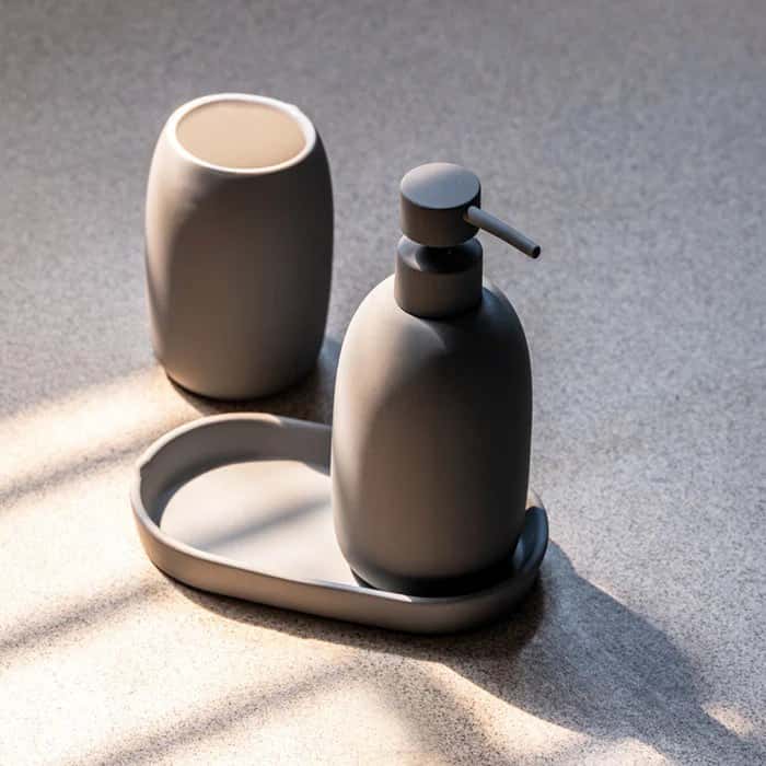 Set 3 piese accesorii de baie gri mat - montat