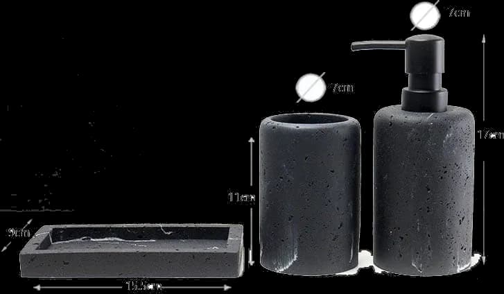 Set 3 piese accesorii de baie negru marmurat