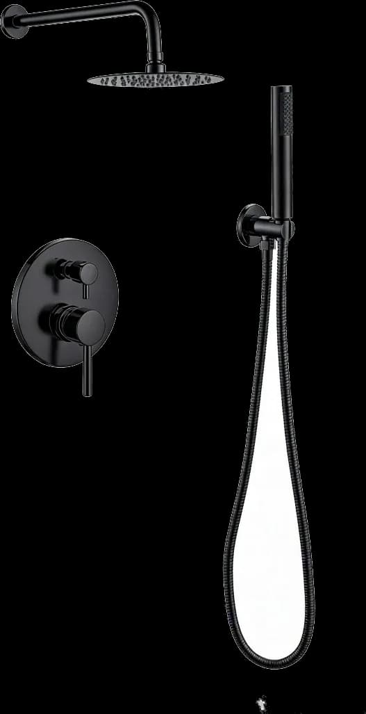 Set duș încastrat JH-19521 cu duș fix - negru mat