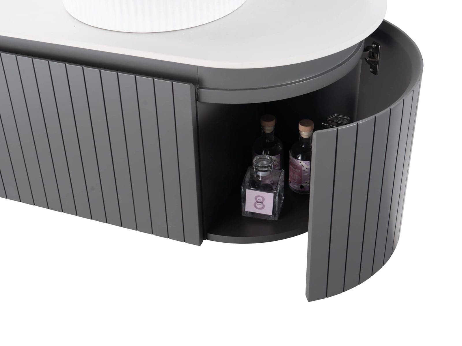 Set Mobilier baie suspendat dublu Medeea 150 cm cu două lavoare din compozit și oglinzi LED