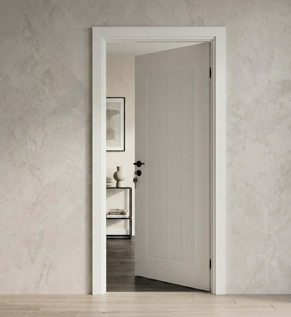 Ușă de interior albă cu panou riflat JY-DP 012 - montat