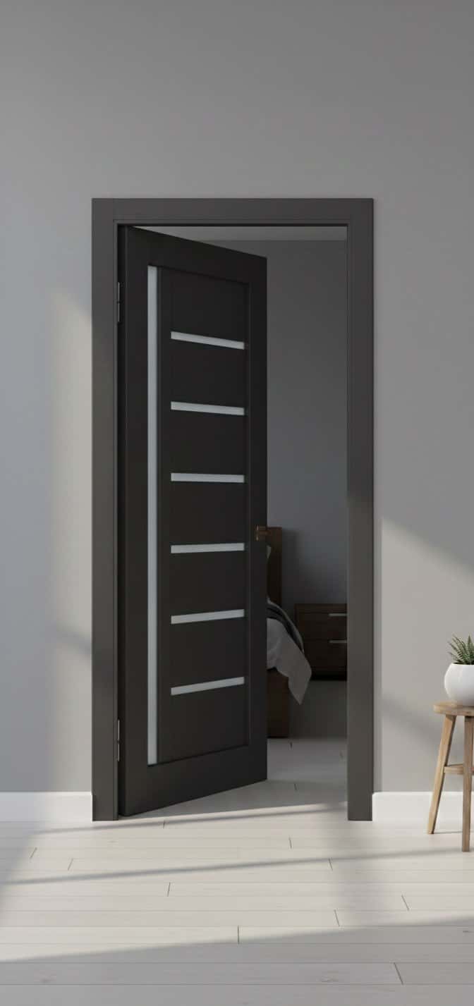 Ușă de interior ML-16 cu design asimetric și sticlă satinată laterală - montat