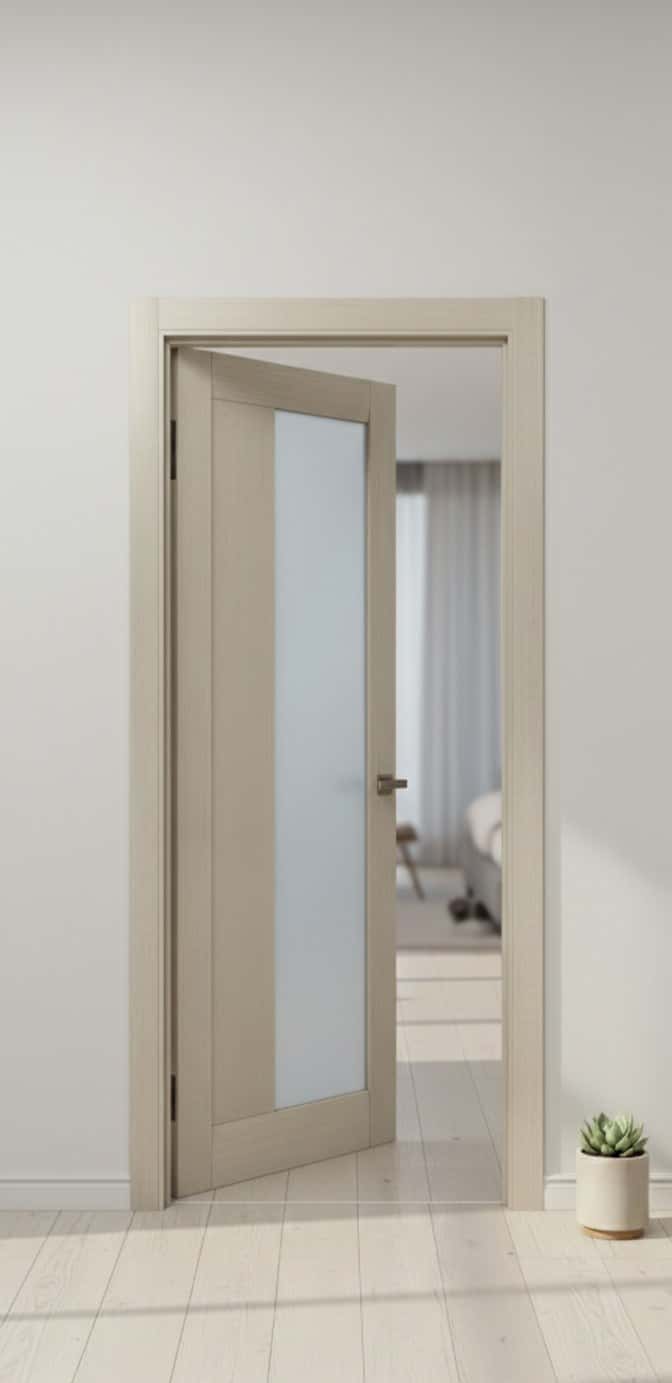 Ușă de interior ML-20 cu panou vitrat lateral din sticlă satinată - montat