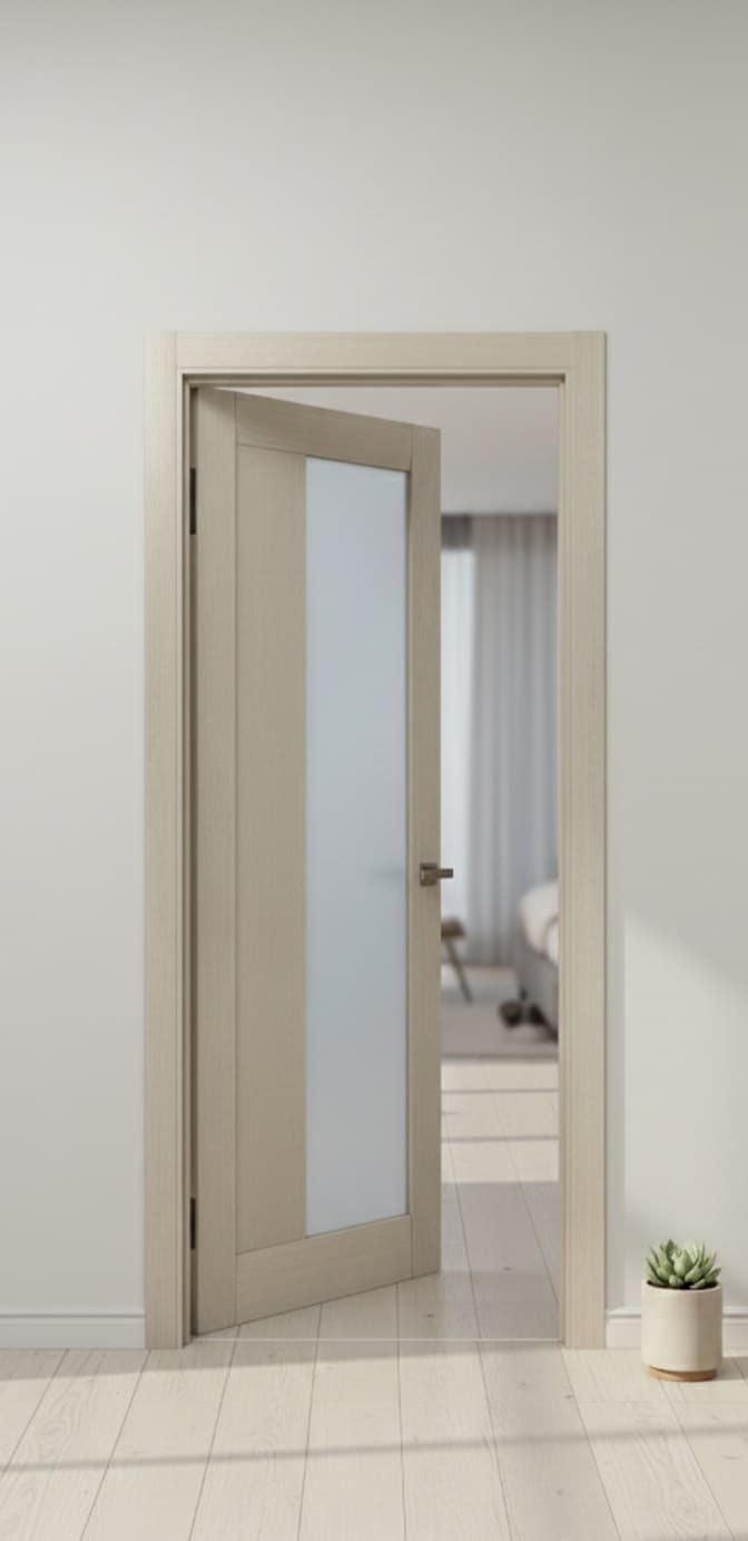 Ușă de interior ML-20 cu panou vitrat lateral din sticlă satinată - montat