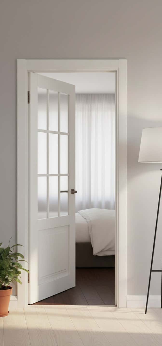 Ușă de interior ML-36 cu vitralii și design clasic modern - montat