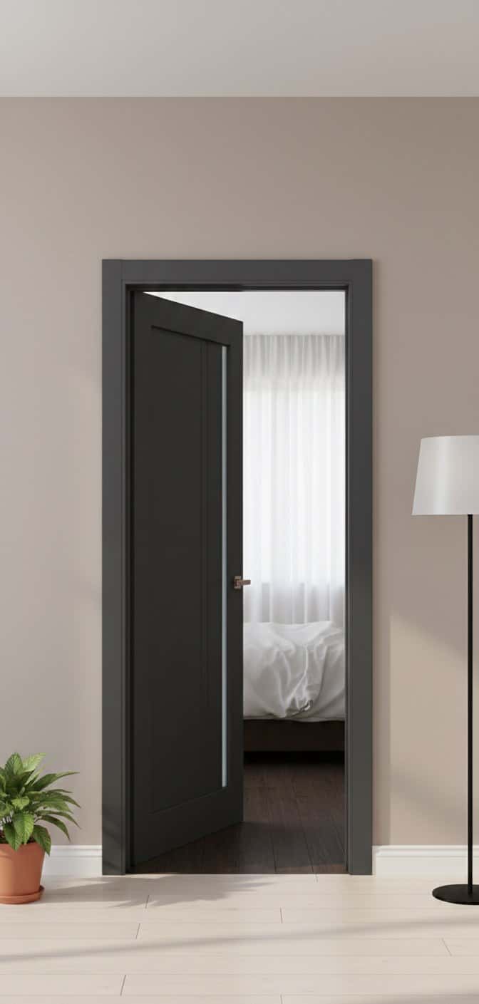 Ușă de interior ML-612 cu riflaj vertical și sticlă - montat