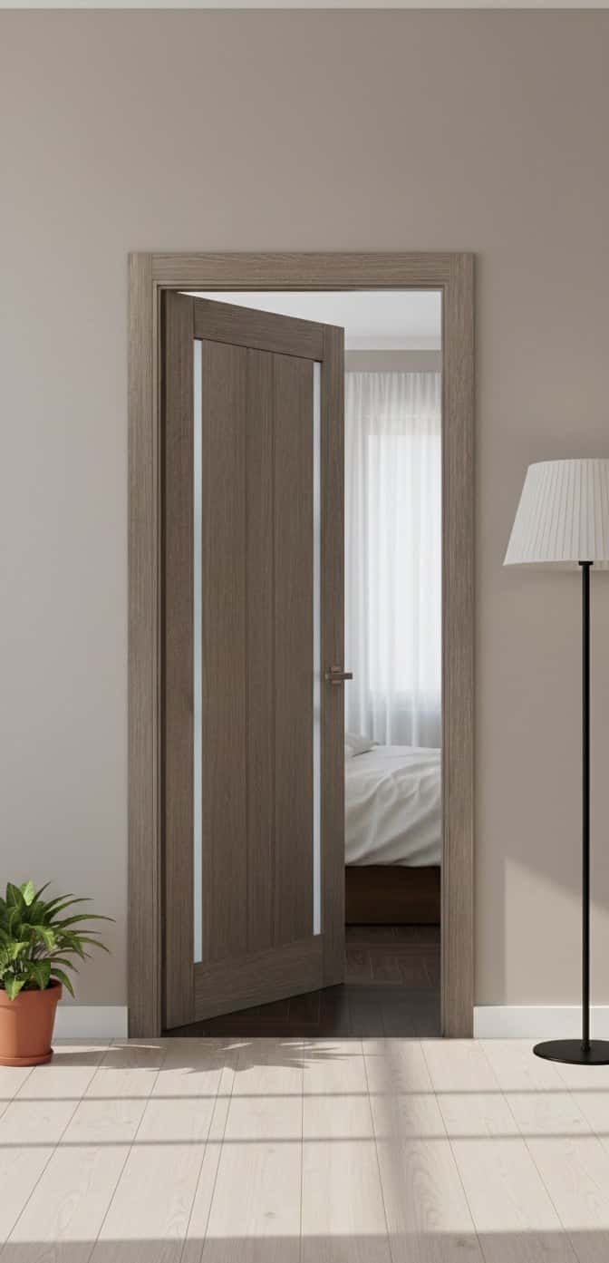 Ușă de interior ML-621 cu geam dublu lateral și riflaj vertical - montat