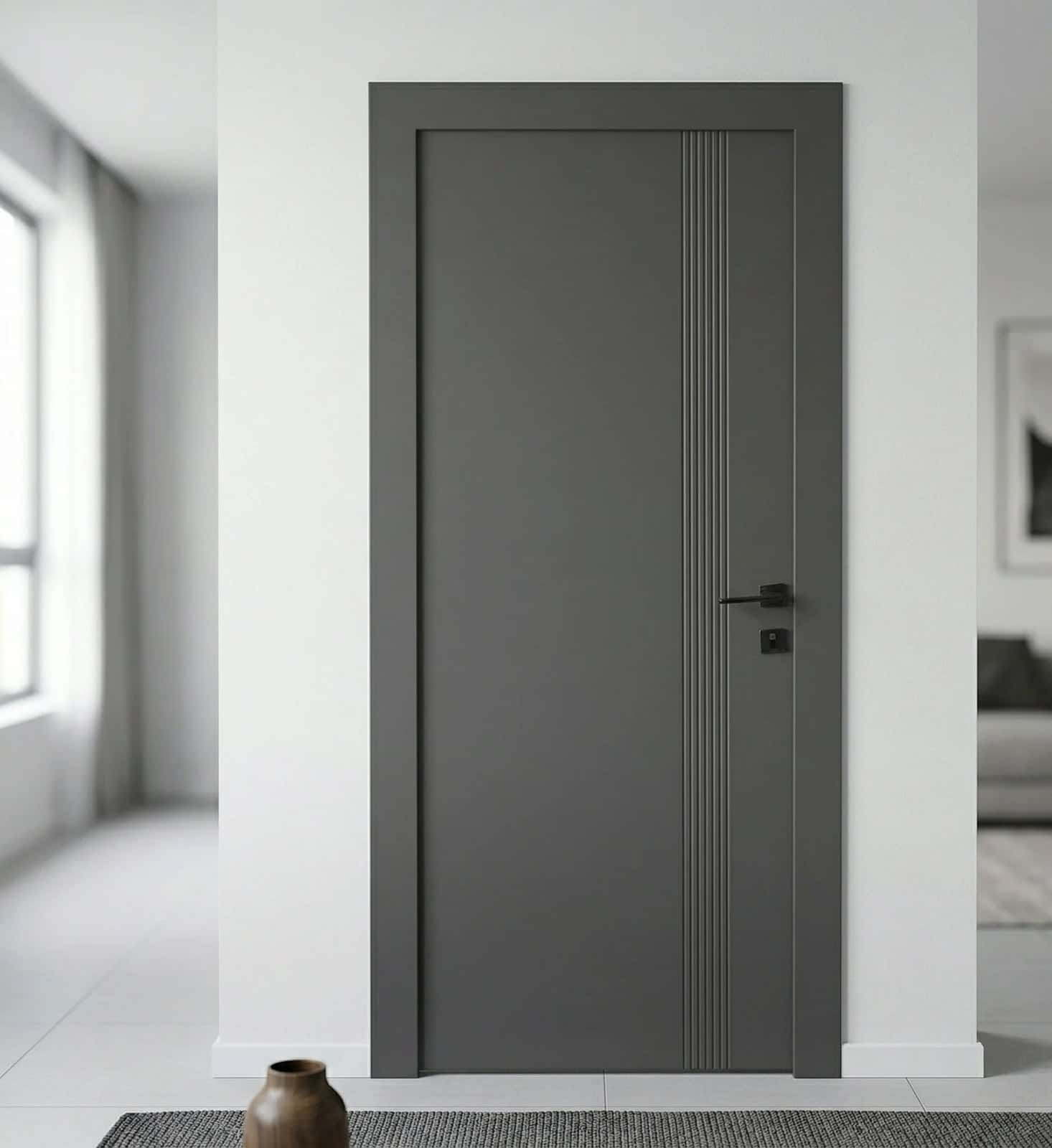 Ușă interior JY-003 ANTHRACITE cu riflaj - montat