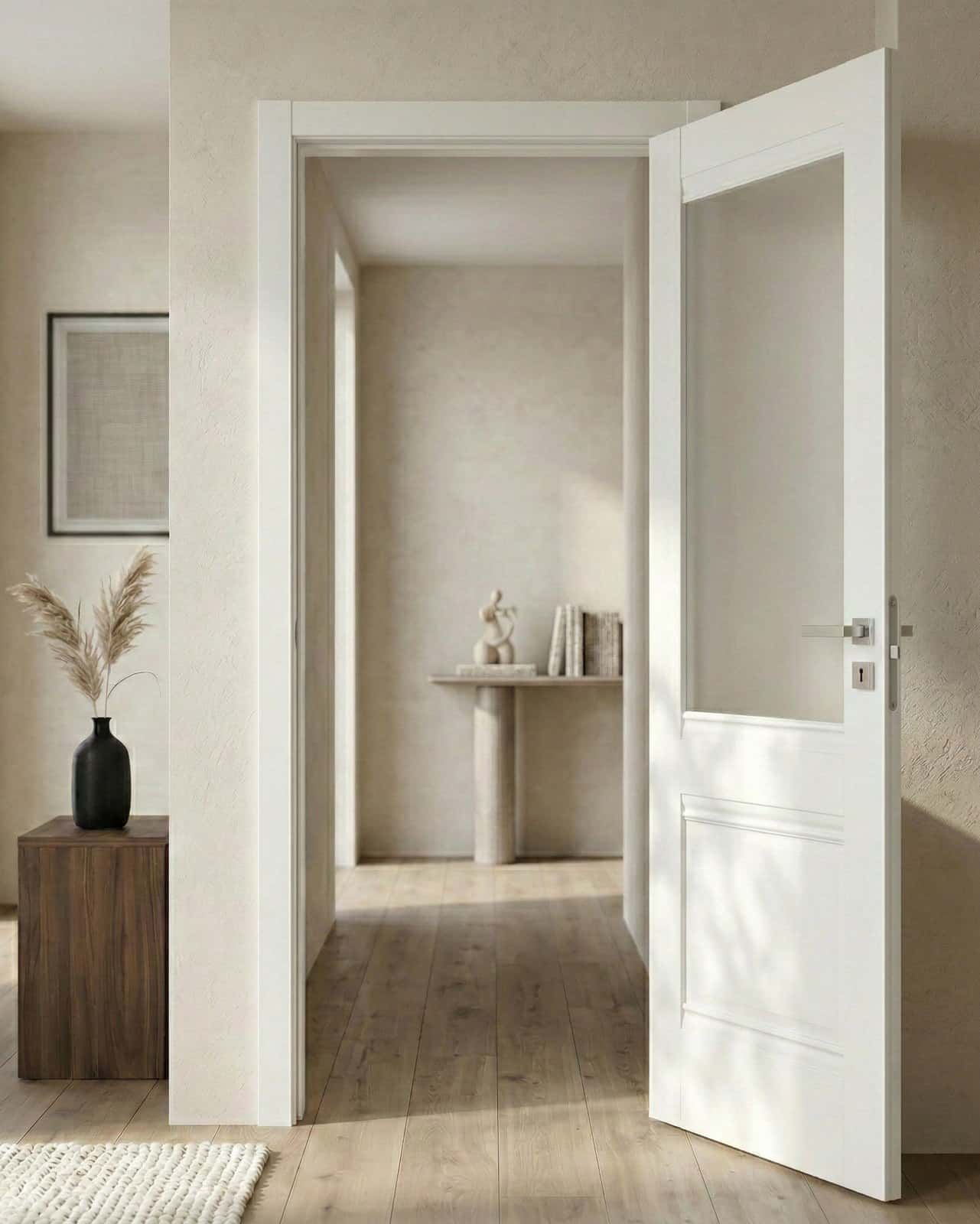 Ușă interior Valencia G White Silk Mat-Sticlă satinată - montat