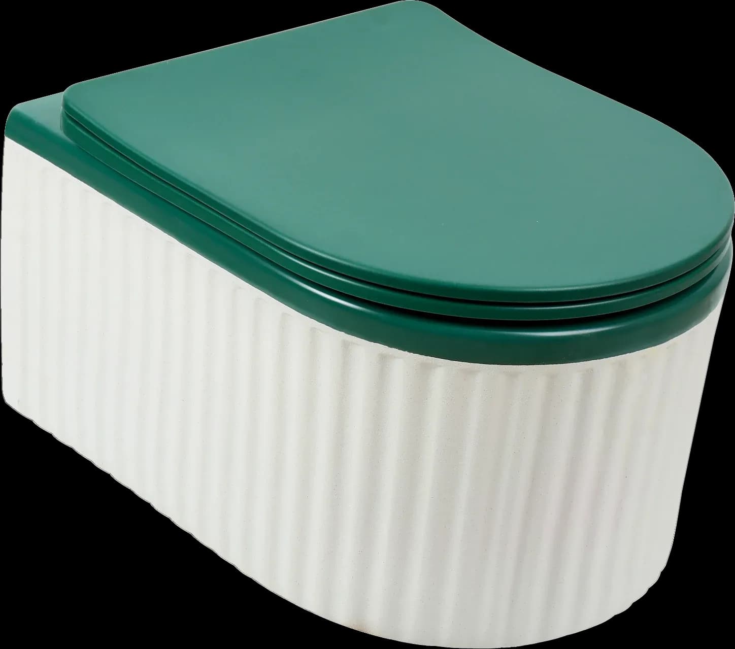 Vas WC Suspendat Rimless - Alb Mat Texturat cu Capac Verde Mat