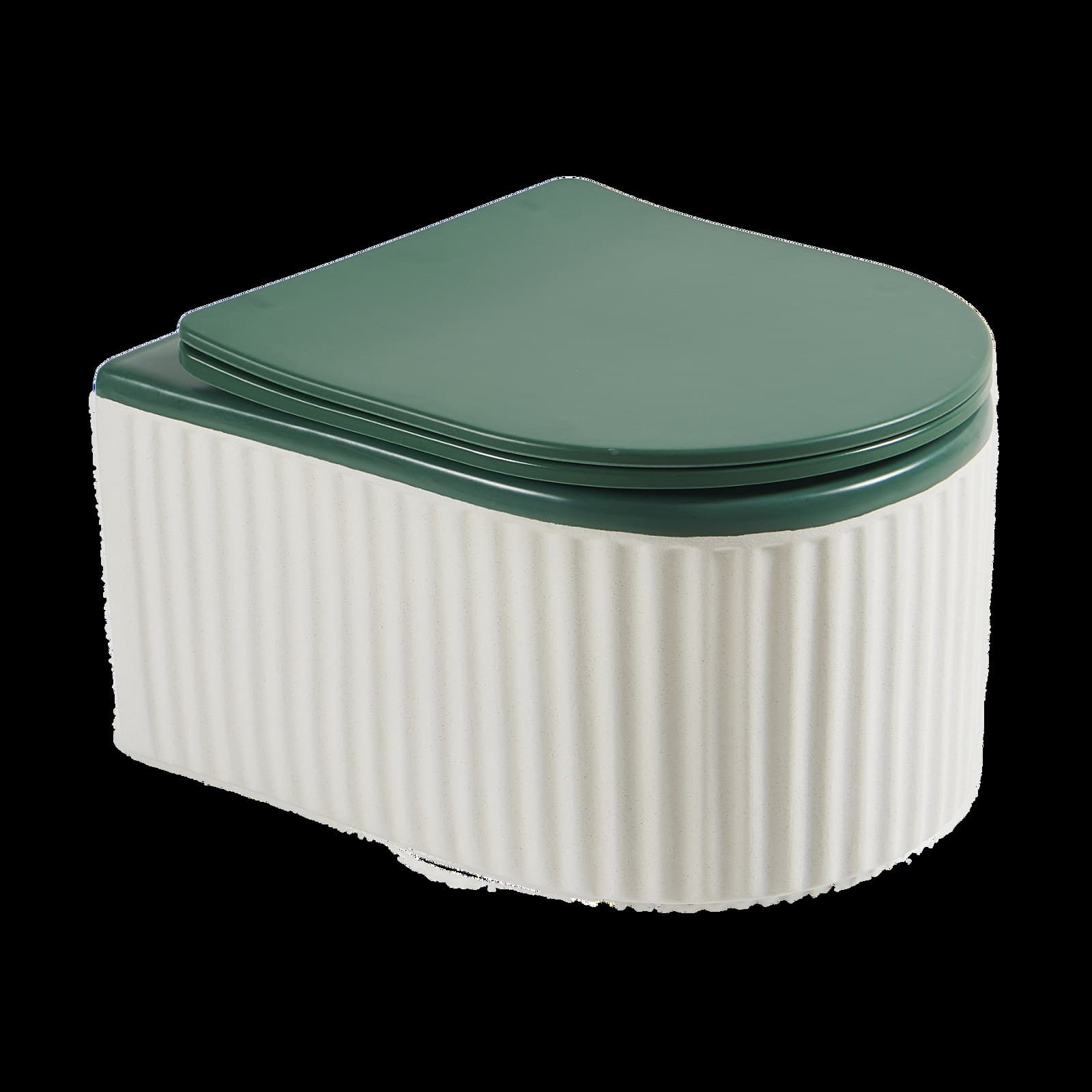 Vas WC Suspendat Rimless - Alb Mat Texturat cu Capac Verde Mat - montat