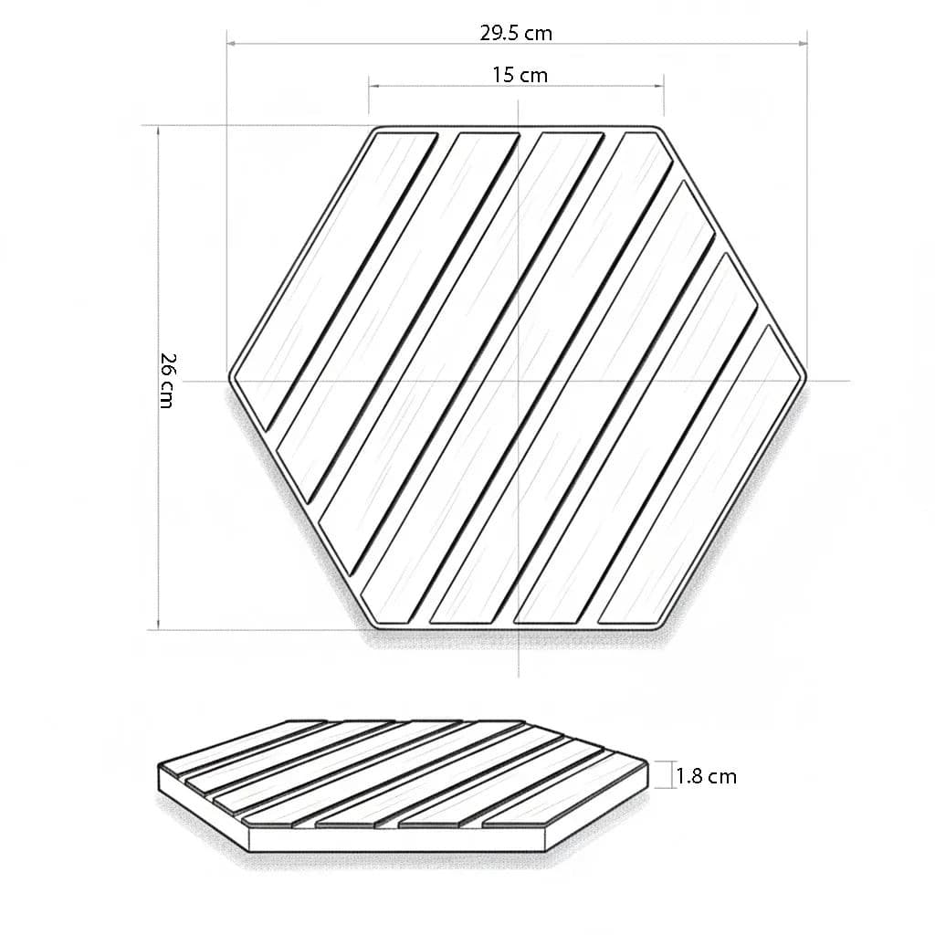 Panou riflaj decorativ hexagonal - Antracit Mat XYPT-05