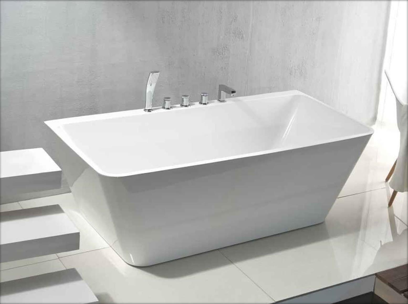 Cadă freestanding Aris, dreptunghiulară, cu baterie QC01