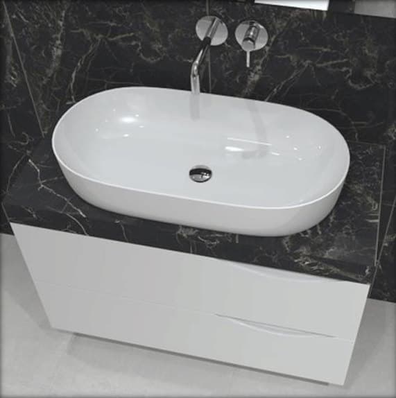 Lavoar ceramic pe blat Verso Grande, alb, 81×40×14 cm