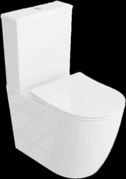 Vas WC compact Nautilius, lipit de perete, alb, rimless, cu capac soft close